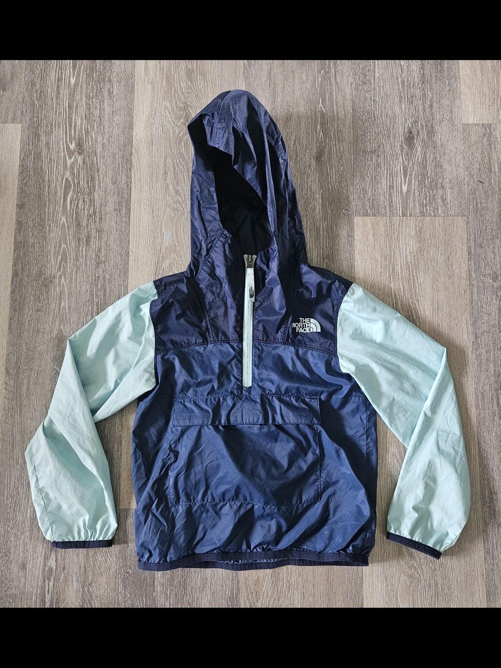 The North Face Navy & Mint Hooded Windbreaker Jacket